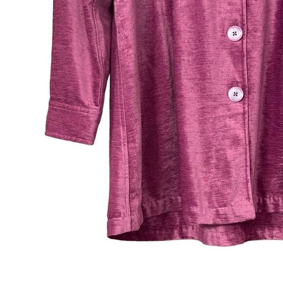 Soft Surroundings Fiona Chenille Tunic Shirt jacket Fuchsia Berry size large - Picture 9 of 10